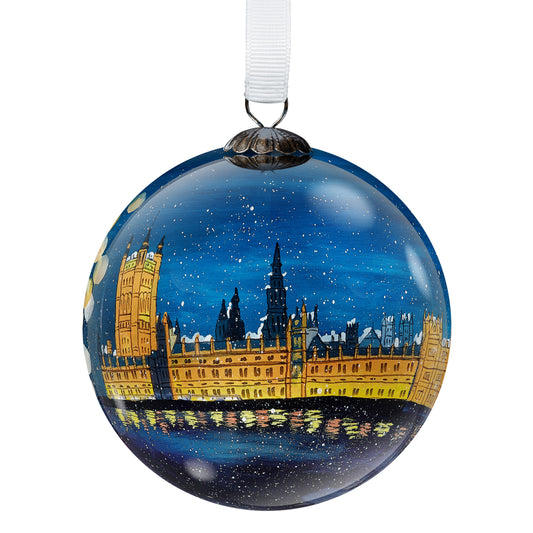 Tower Bridge and Big Ben hand painted glass bauble