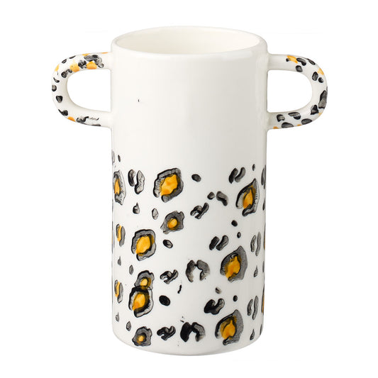 Cute leopard print handmade vase