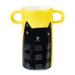 Handmade yellow vase with a black cat illustration