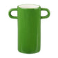 Handmade green vase with white cat illustration