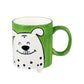 Hand painted green mug with dog illustration