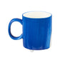 Hand painted blue mug with cat illustration