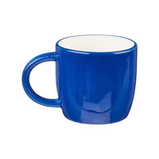 Handmade blue mug with white cat